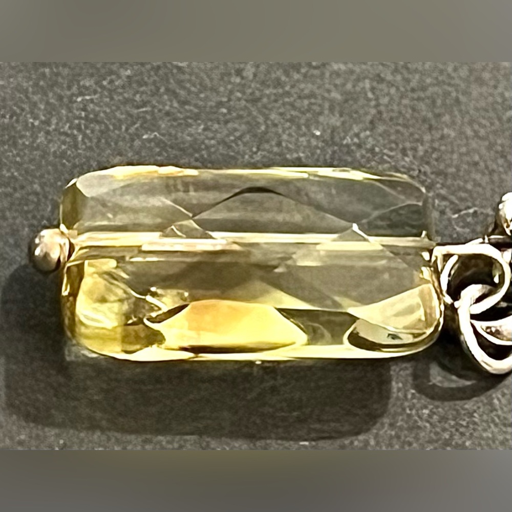 Vintage Rectangular Lemon Quartz Gemstone Pendant… - image 6